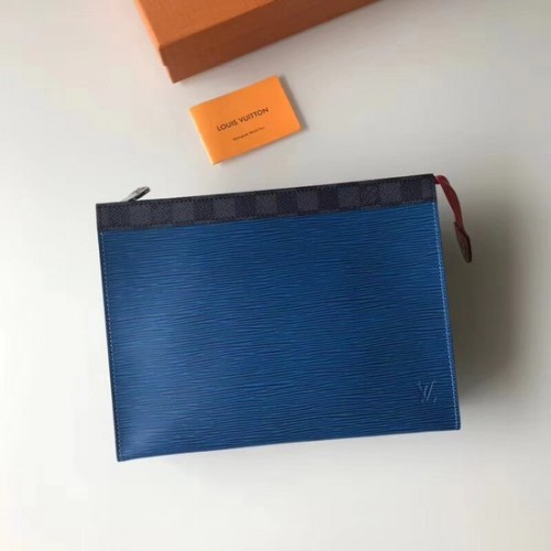 Louis Vuitton Split Pochette Voyage Epi Leder M67736 blau