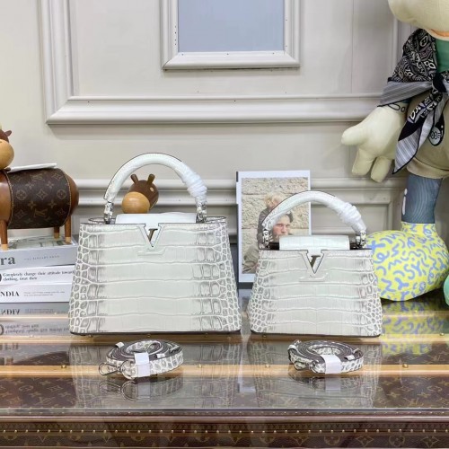 Louis Vuitton Krokodilleder CAPUCINES BB M48865 Weiß&Grau