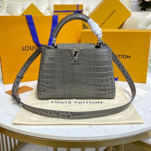 Louis Vuitton Krokodilleder CAPUCINES BB M81190 dunkelgrau