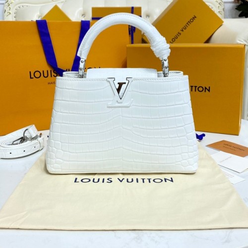 Louis Vuitton Krokodilleder CAPUCINES BB M81190 weiß