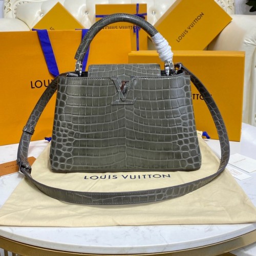Louis Vuitton Krokodilleder CAPUCINES M48866 dunkelgrau