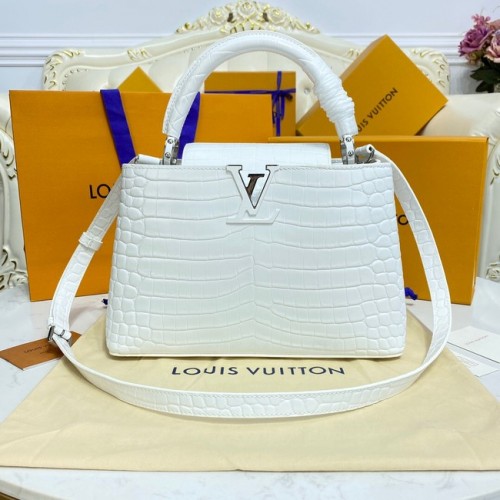Louis Vuitton Krokodilleder CAPUCINES M48866 weiß