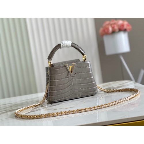 Louis Vuitton Krokodilleder CAPUCINES MINI M81190 grau