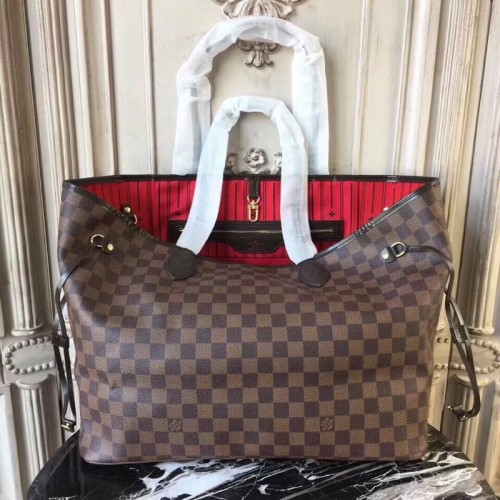 Louis Vuitton Original Damier Ebene Canvas Neverfull GM N51106 Rot