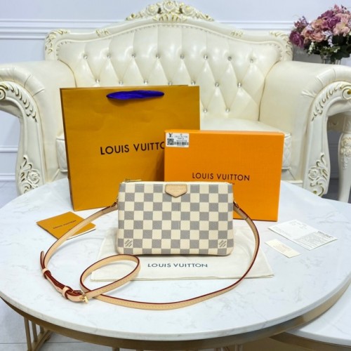 Louis Vuitton Damier Azur Canvas TASCHE MIT DOPPELEM REISSVERSCHLUSS M80084