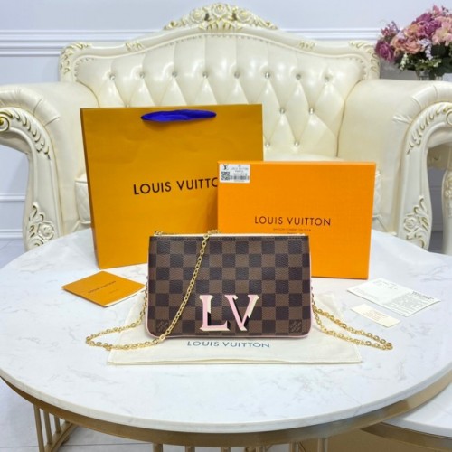 Louis Vuitton Damier Ebene Canvas POCHETTE MIT DOPPELEM REISSVERSCHLUSS M80084