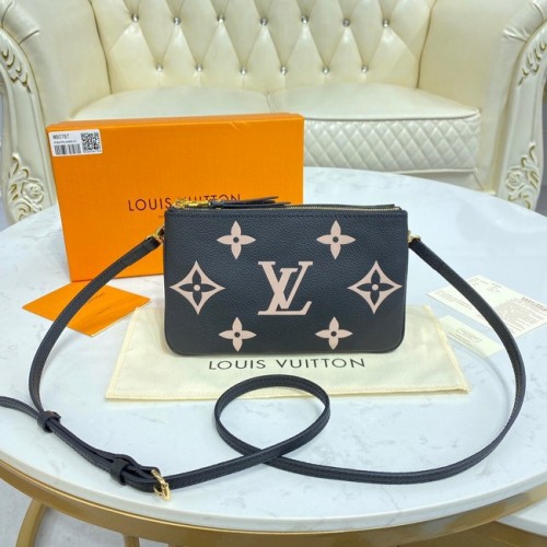 Louis Vuitton Monogram Empreinte TASCHE MIT DOPPELEM REISSVERSCHLUSS M80084 Schwarz&Beige