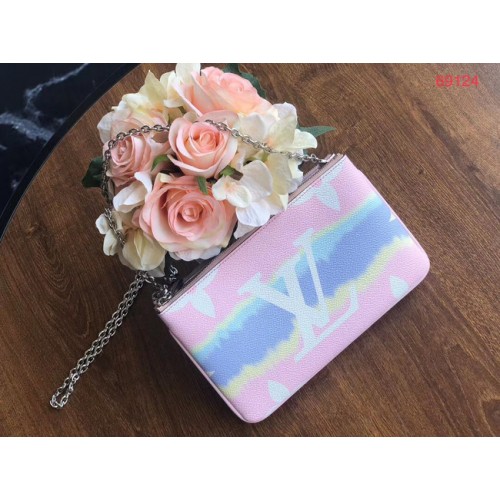 Louis Vuitton original ESCALE POCHETTE DOUBLE ZIP Handtasche M69124 rosa