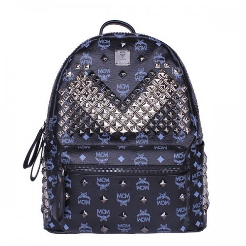 MCM Medium Stark Front Studs Rucksack MC4237 Dunkelblau