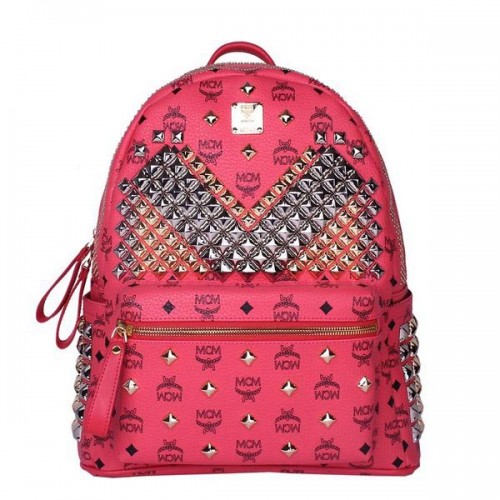 MCM Medium Stark Front Studs Rucksack MC4237 Rot