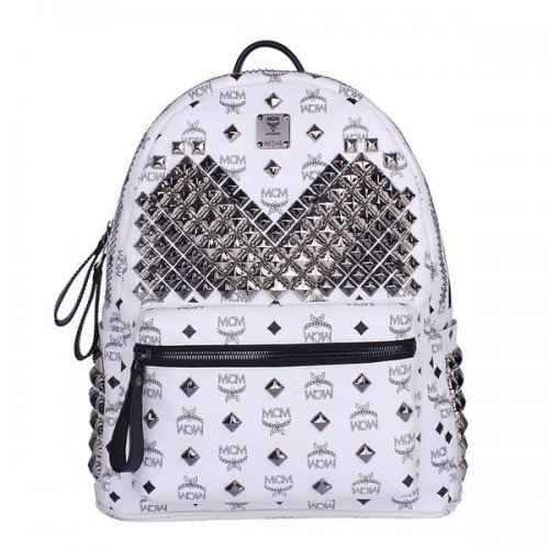 MCM Medium Stark Front Studs Rucksack MC4237 Weiß