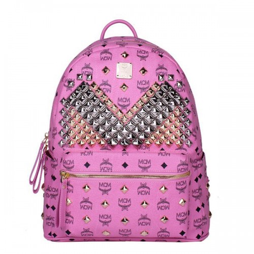 MCM Medium Stark Front Studs Rucksack MC4238 Rosy