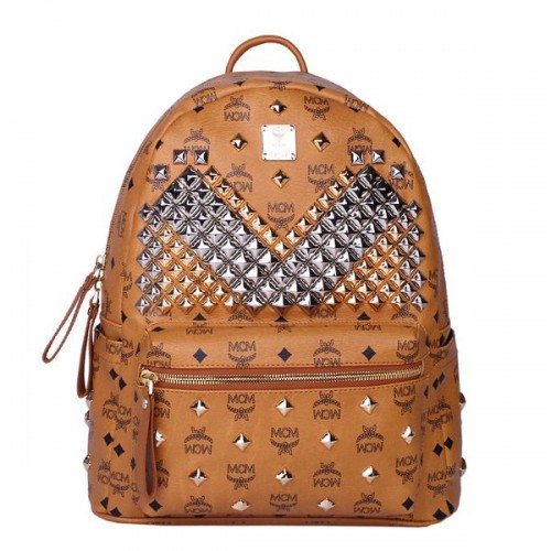 MCM Medium Stark Front Studs Rucksack MC4238 Weizen