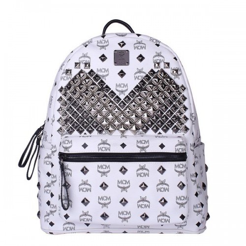 MCM Medium Stark Front Studs Rucksack MC4238 Weiß