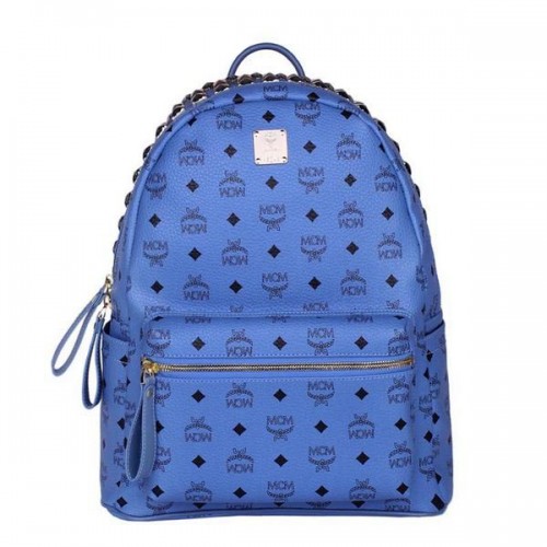 MCM Medium Top Studs Rucksack MC4232 Blau