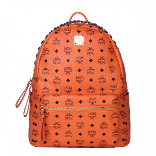MCM Medium Top Studs Rucksack MC4232 Orange