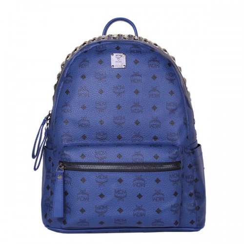 MCM Medium Top Studs Rucksack MC4232 Königsblau