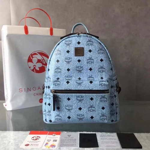 MCM Medium Top Studs Rucksack MCM0039 Blau