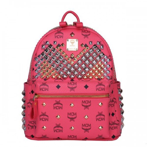 MCM Small Stark Front Studs Rucksack MC4237S Rot