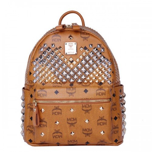 MCM Small Stark Front Studs Rucksack MC4237S Weizen