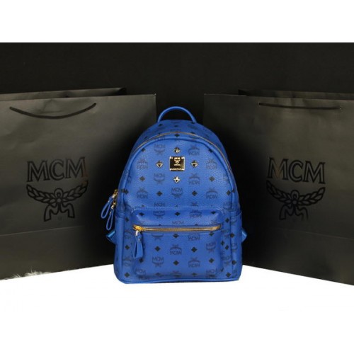 MCM Stark Rucksack Large aus Kalbsleder 8004 Blau