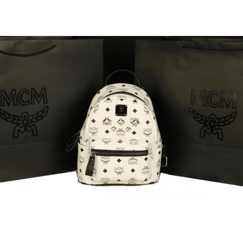 MCM Stark Rucksack Medium aus Kalbsleder 8003 Weiß