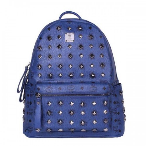 MCM Stark Nietenbesetzter mittlerer Rucksack MC2089 Royal