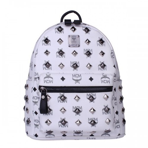 MCM Stark Nieten Kleiner Rucksack MC2089S Weiß