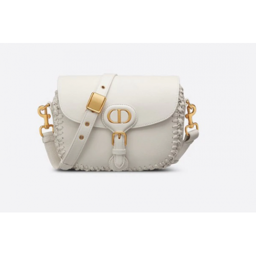 MITTLERE DIOR BOBBY TASCHE Latte Grained Genarbtes Kalbsleder mit Steppnähten M9319UB