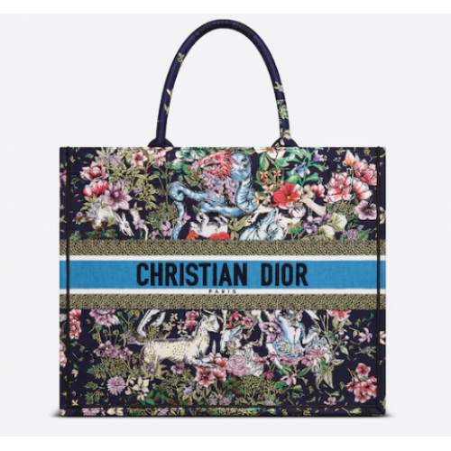 MITTLERE DIOR BOOK TOTE Mehrfarbige D-Sternbild-Stickerei in Blau M1296ZRUV-5