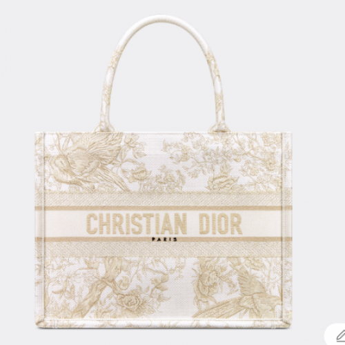 MITTLERE DIOR BOOK TOTE Dior Jardin dHiver-Stickerei mit goldfarbenem Metallic-Faden M1296Z