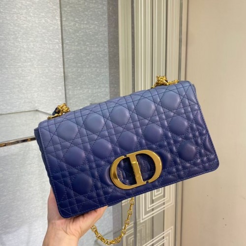 MITTLERE DIOR CARO TASCHE Weiches Cannage-Kalbsleder C8618 blau