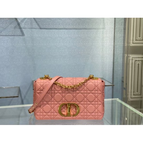 MITTLERE DIOR CARO TASCHE Weiches Cannage-Kalbsleder M9242 Rose