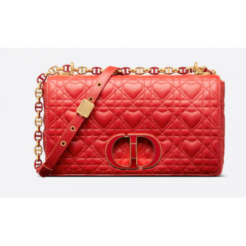 MITTLERE TASCHE DIORAMOUR DIOR CARO Cannage-Kalbsleder mit Herzmotiv M9242WNG Leuchtendes Rot MITTLERE TASCHE DIORAMOUR DIOR CARO Cannage-Kalbsleder mit Herzmotiv M9242WNG Leuchtendes Rot
