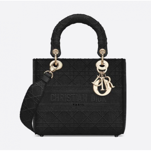 MITTLERE LADY D-LITE TASCHE Cannage Embroidery M0565OREY schwarz