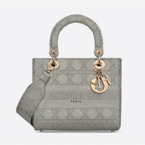 MITTLERE LADY D-LITE TASCHE Cannage-Stickerei M0565OREY grau