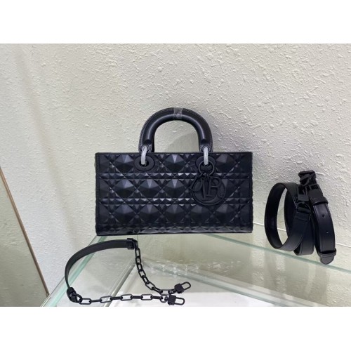 MITTLERE DIOR DAMENTASCHE Cannage Lammleder C2811 schwarz