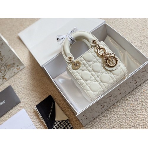 MICRO DIORAMOUR LADY DIOR TASCHE S08568 Weißgoldfarbenes Metall