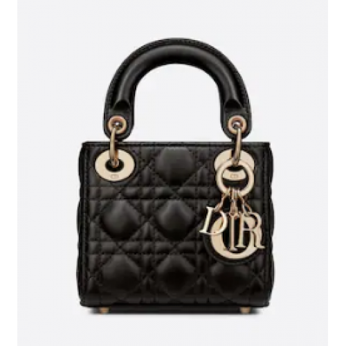 MICRO LADY DIOR TASCHE Schwarzes Cannage-Lammleder S0856ON