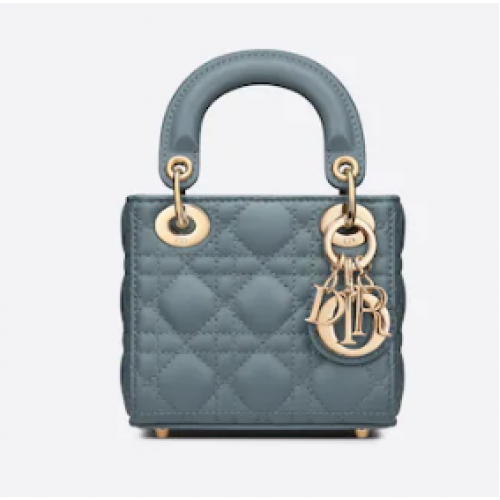 MICRO LADY DIOR TASCHE Cloud Blue Cannage Lammleder S0856O