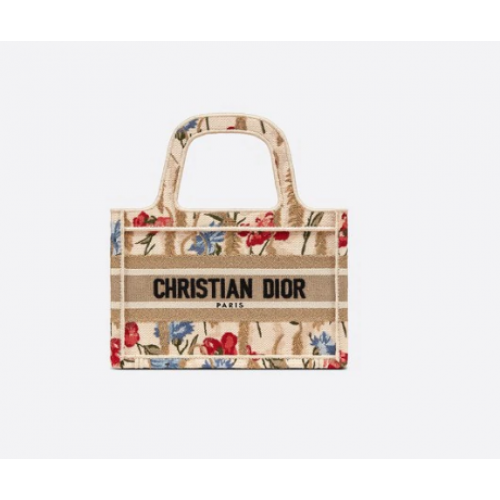 MINI DIOR BOOK TOTE Beige Mehrfarbige Dior Hibiskus-Stickerei S5475ZR