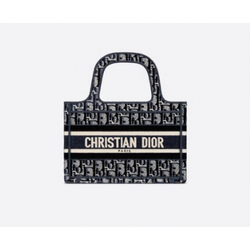 MINI DIOR BOOK TOTE Blauer Dior Oblique bestickter Samt S5475Z