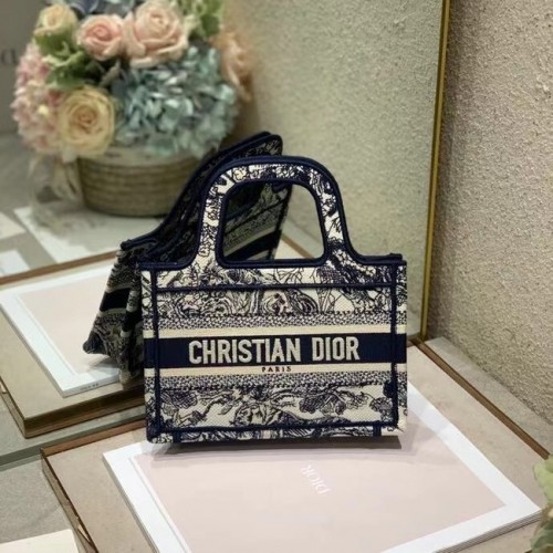 MINI DIOR BOOK TOTE Stickerei S5475Z Blau