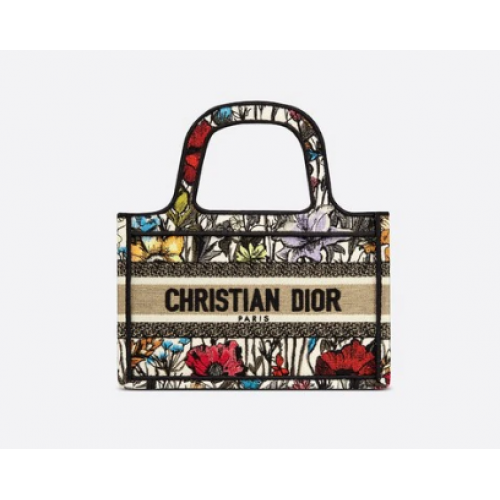 MINI DIOR BOOK TOTE Multicolor Mille Fleurs Stickerei S5475Z