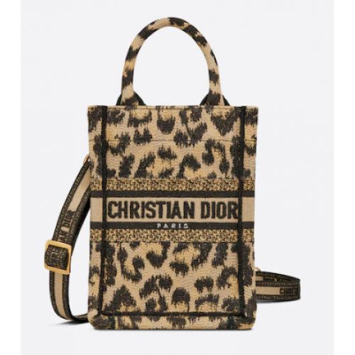 MINI DIOR BOOK TOTE TELEFONTASCHE Beige Multicolor Mizza Stickerei S5555CRHM