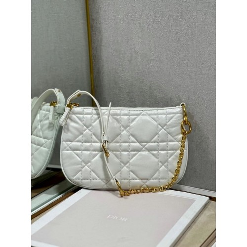 MINI DIOR CARO TULIP BAG Latte Gestepptes Macrocannage-Kalbsleder S5139BF