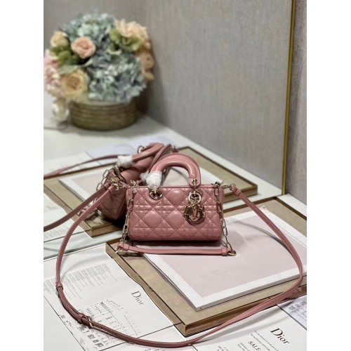 MINI DIOR LADY D-JOY TASCHE Cannage Lammleder M0540ONG rosa