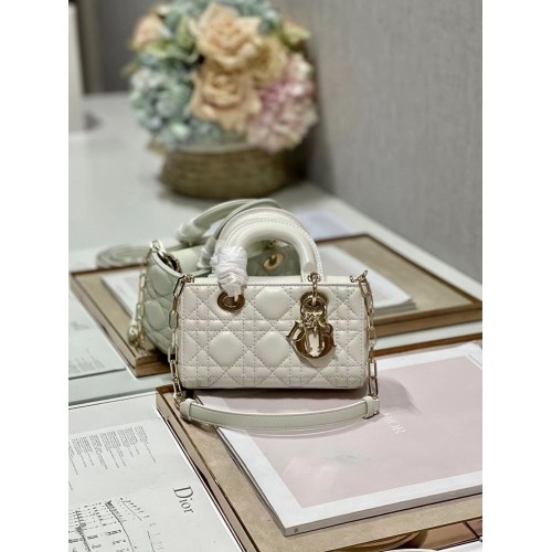 MINI DIOR LADY D-JOY TASCHE Cannage Lammleder M0540ONG weiß