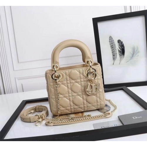 MINI LADY DIOR TASCHE Lammleder M0566OE Beige
