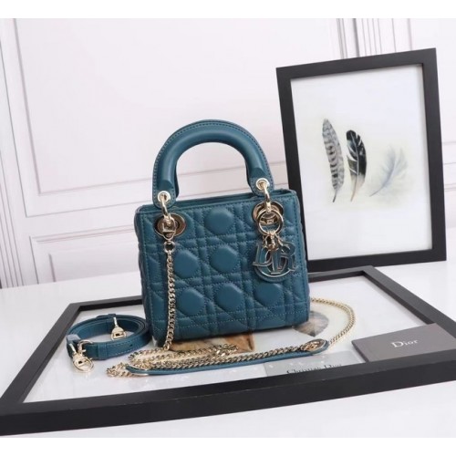 MINI LADY DIOR TASCHE Lammleder M0566OE blau